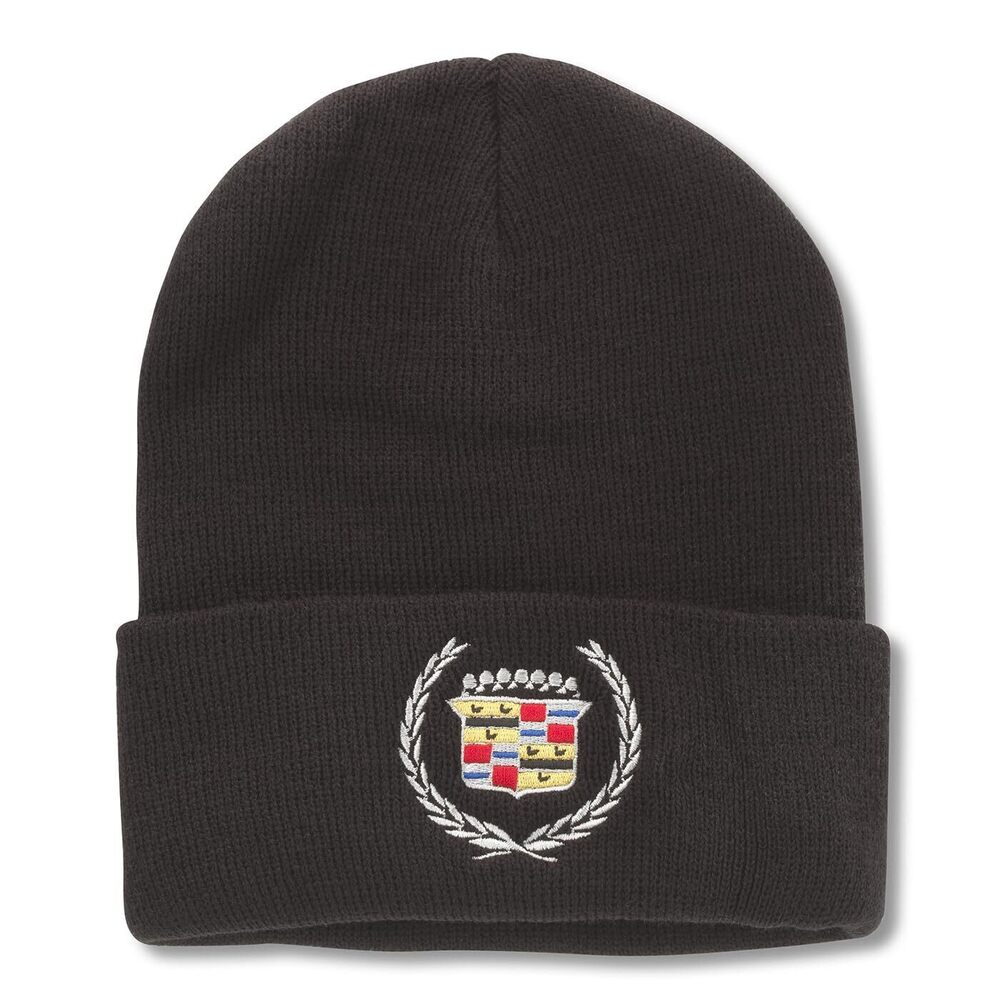 9851 Cadillac Cuffed Knit Beanie, General Motors, Black, One Size Fits Most
